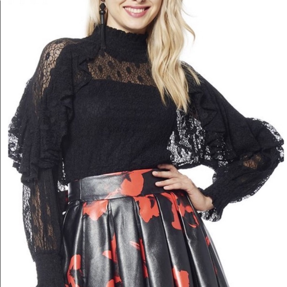CLEARANCE SALE: Ruffle, Lace Blouse